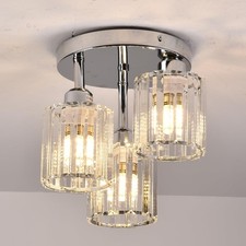 Modern Crystal Chandeliers, Chrome Crystal Ceiling Lights - 3-Light Semi Flus...