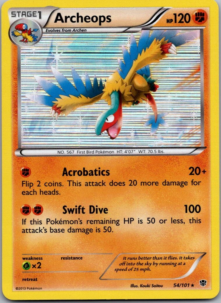 Archeops 54/101 Holo Rare Plasma Blast Pokemon Lightly Played