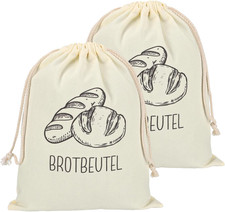 2 Stück Brotbeutel Leinen, 30 x 40cm Leinenbeutel mit Kordelzug Brotsack Frischh