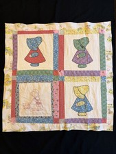 Vintage Baby Blanket Crib Quilt Sunbonnet Sue Farmhouse Nursery 28x29 - B2