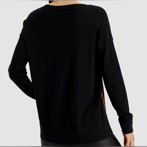 Donna Karan Black Bronze Metallic Crackle Print Sweater Pullover XL NWT - Picture 2 of 8