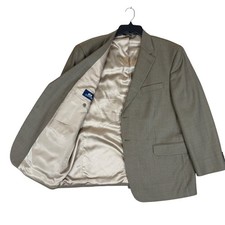 Stafford Blazer 44R 23.5in Pit to Pit Wool Blend Micro Check Brown Academic
