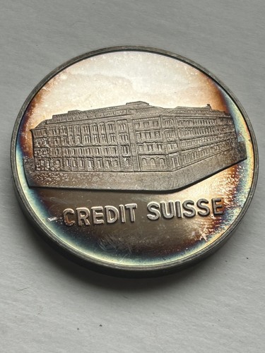 * Rare * 1978 Credit Suisse Valcambi 20grams Thick 999 Silver Art Round Vintage - Picture 7 of 11