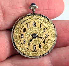 Vintage ETNA Watch Co 6j Art Deco Floral Dial 23mm Swiss Movement PARTS REPAIR