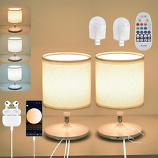 Table Lamps Set of 2 for Living Room Bedroom, Bedside Table Lamp with USB and...