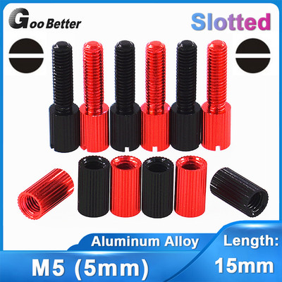 M5 x 17mm Aluminum Alloy Slotted Knurled Thumb Screw Bolts M5 Blind Hole Nuts