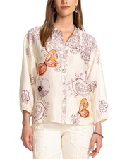 Johnny Was Rosabelia Silk-Blend Shirt Women's S