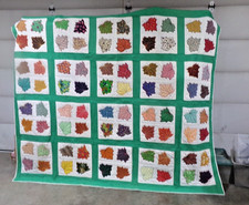 Vintage Hand-Crafted MAPLE LEAF Applique Quilt 104" x 90" clean and beautiful