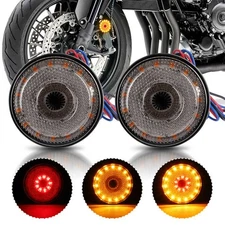 2PC Motorcycle LED Turn Signal Brake Tail Light Mini Reflector Marker Amber Red