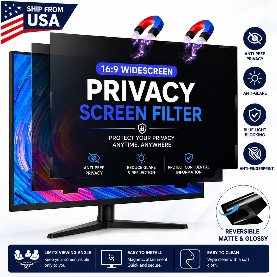 16:9 Monitor Privacy Screen 23.6 23.8 24 27 Inch Anti-Glare Blue Light - Image 1 of 4