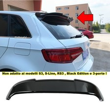 Per AUDI A3 Sportback 8VA 8VF (5-porte) Spoiler tetto posteriore ala lucido nero