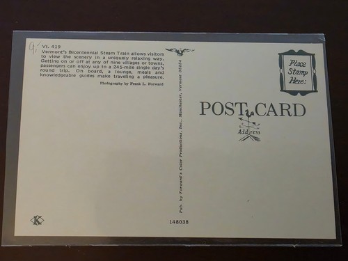 Vintage Vermont Bicentennial Steam Train Postcard Locomotive 2317 Rutland