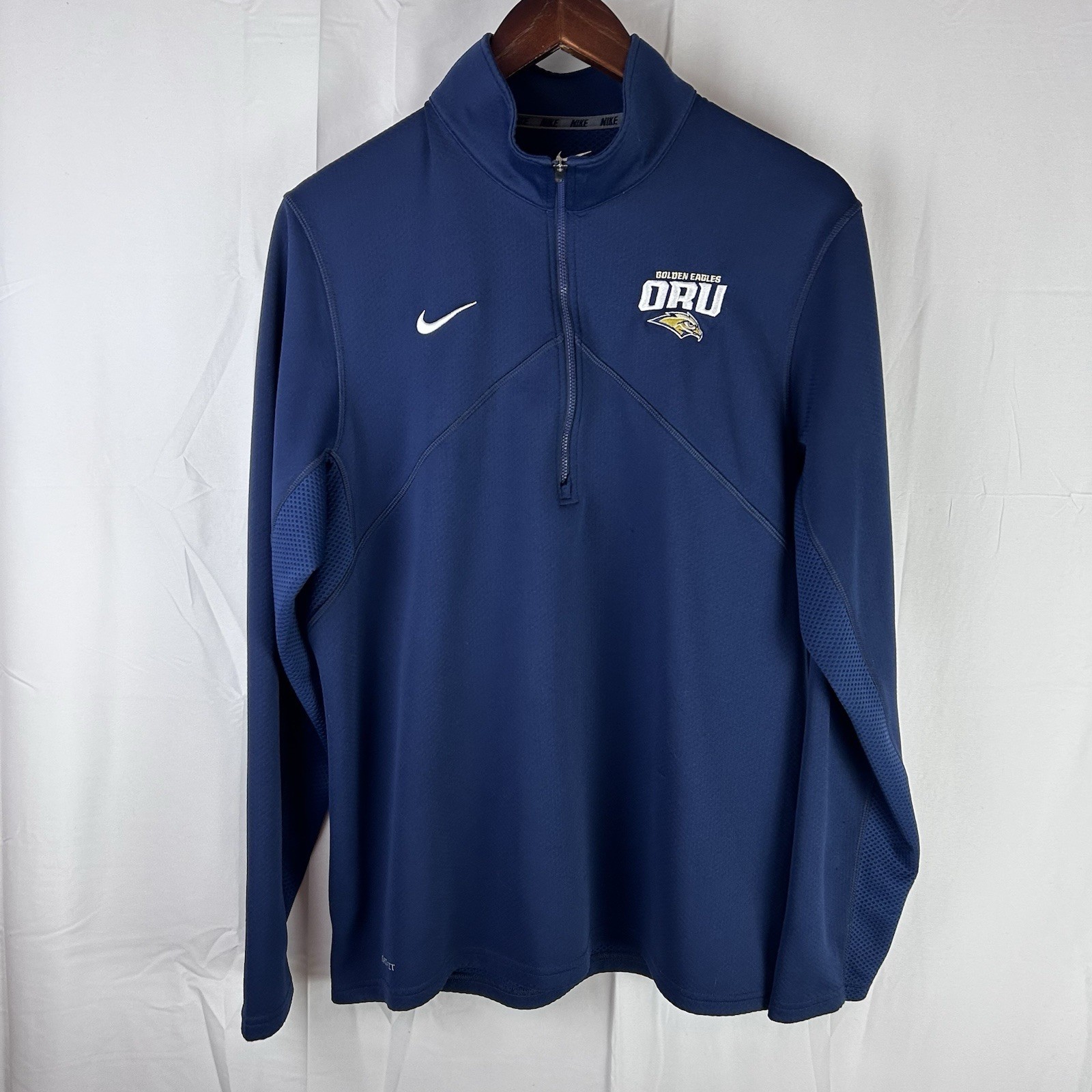 SACAI X NIKE Maglione Nike Oral Roberts Gol Eagles ORU 1 4 Zip Dri Fit Blu Navy Large