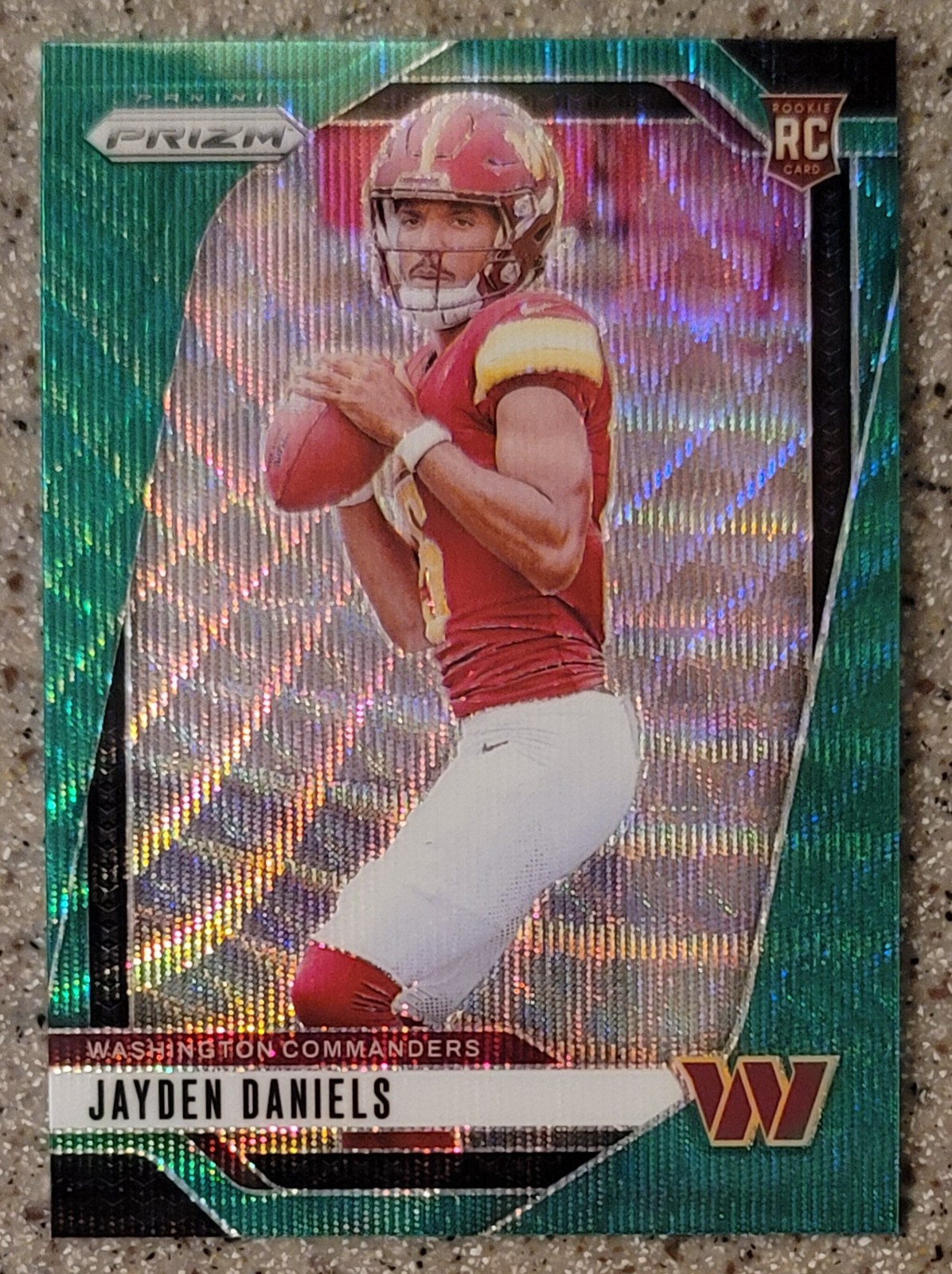 Jayden Daniels 2024 Panini Prizm Football RC Green Wave Prizm #347 Commanders 