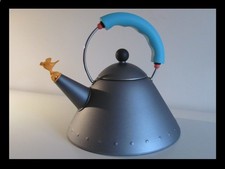 ALESSI : Anthracite Whistling Tea Kettle with orange bird / Michael Graves RARE