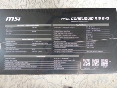 NEW MSI MAG Coreliquid A15 240 - ARGB Liquid CPU Cooling - 1700/1851,AM4/AM5