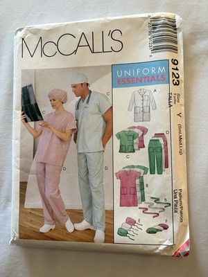 McCalls 9123 Unisex Scrubs Uniform Essentials Pattern Sz Sml-Med-Lrg VTG