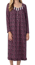 New 68 Eileen West CHEERFUL BLOOMS 100 COTTON KNIT 48" Long Ballet Nightgown S