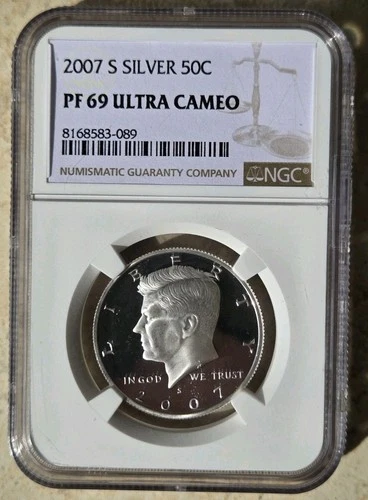 2007-S Silver Proof Kennedy Half Dollar - NGC Graded PF 69 Ultra Cameo