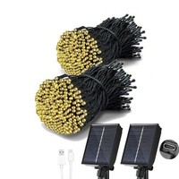 Solar Lichterketten Outdoor Warmweiß - USB Aufladung, 2Er Pack 20 M 200 Led...