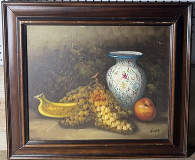 Vintage Original Oil On Canvas Fruit Still Life Signed Framed 