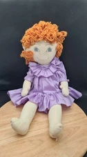 Vintage Rag Cloth Doll  - Soft Fabric Body - Good Condition - Hand Made