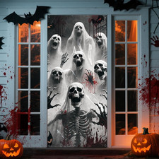 Halloween Door Cover 79 X 35" Creepy Skeleton Zombie Halloween Door Banner