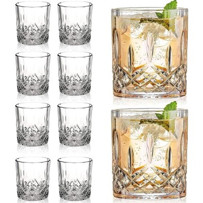 Double Old Fashioned Glasses  Scotch Whiskey Crystal Set of 8