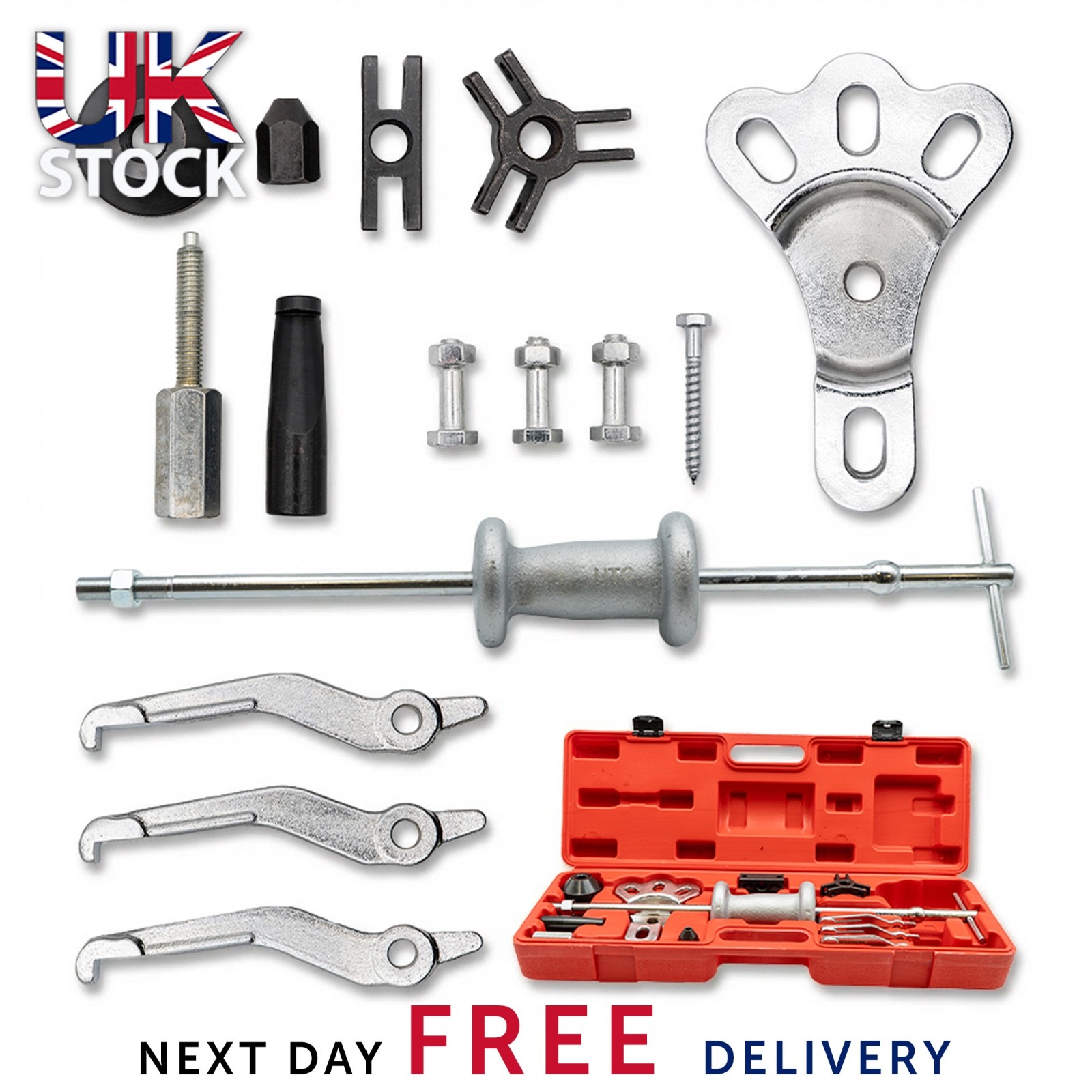 Dent Puller Slide Hammer Set Car Van Garage Tool Body Repair Kit 16 Piece