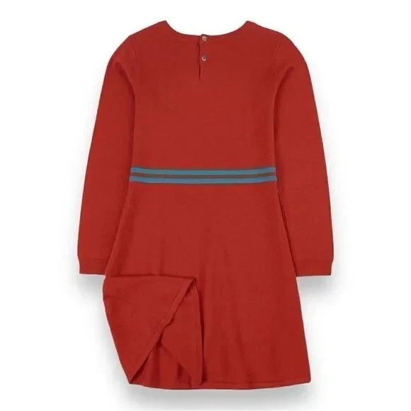 Jacadi Rojo Oscuro Granate Verde Rayas Tejido Lana Suéter Vestido 6 Años 116cm Foto 2 de 4