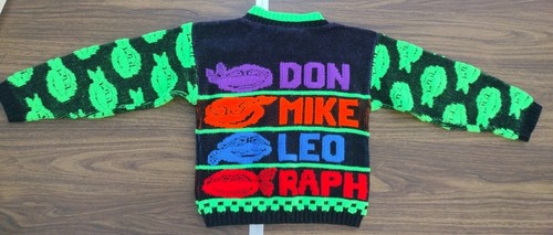 VTG Retro Teenage Ninja Mutant Turtles Knit Sweater 1990 Hot Cashews NO SIZE TAG - Picture 4 of 6
