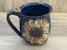 GROUNDHOG BLUES POTTERY SUNFLOWER COFFEE MUG CUP