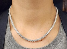32.29 ct 3 Prong Diamond Tennis Necklace 16 in Platinum