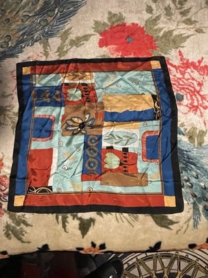 Made in Italy Silk Square Scarf Multicolor Geometric Pattern for Women