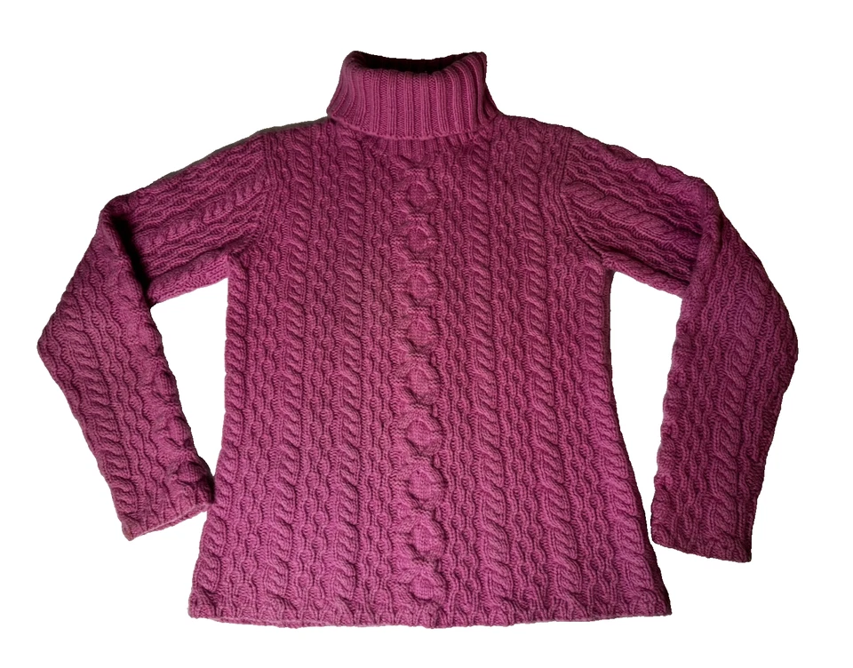 Cuello alto de cachemir tejido a mano rosa para mujer Grayson & Dunn talla pequeña Foto 2 de 4