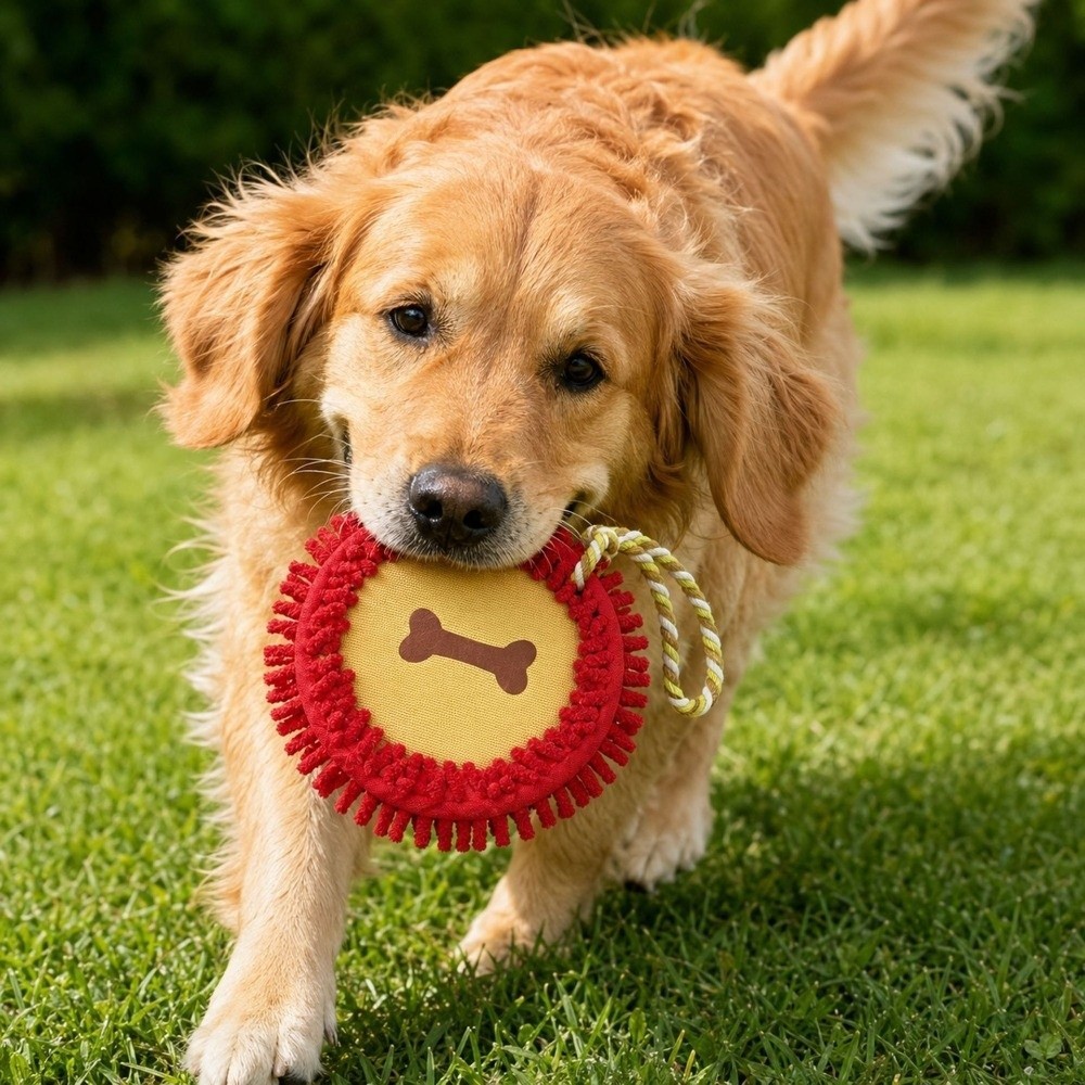 Giocattolo interattivo per cani accessori per animali domestici cucciolo lancio giocattolo cane peluche disco volante foto 2