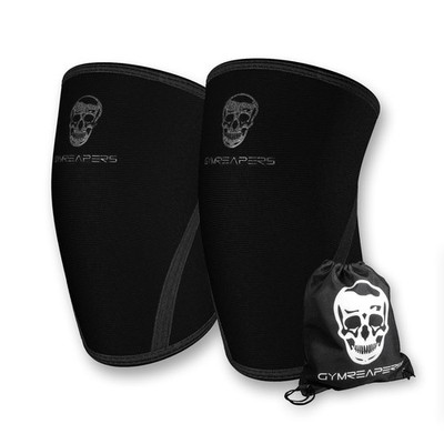 Gymreapers 7mm Knee Sleeves, IPF Approved, Black/Black, Large