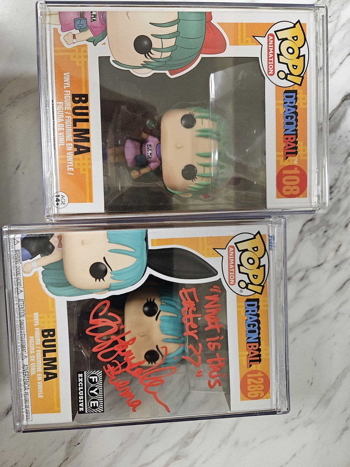Funko Pop Dragonball Bulma/ Bunny Bundle Auto/quote Tiffany Vollmer W/protector