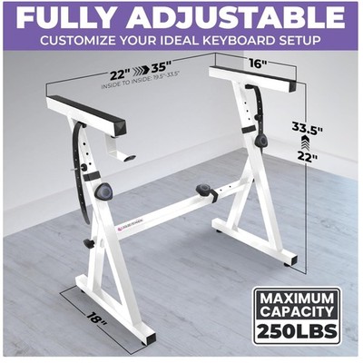 Heavy Duty Music Stand for 54-88 Key Pianos - White