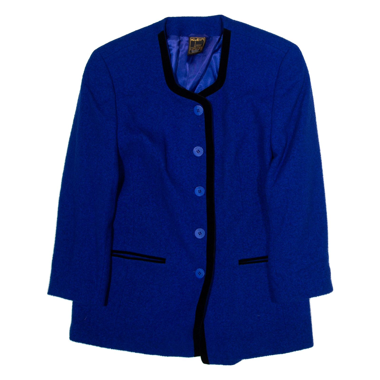 Chaqueta KLEIN PARIS Para Mujeres Azul De Lana UK 12