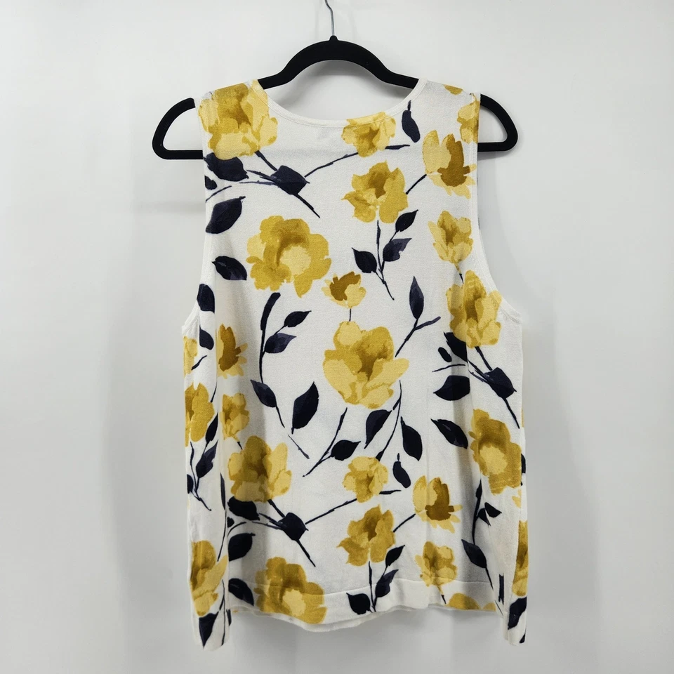 Camiseta sin mangas Croft & Barrow XL floral amarilla blanca azul marino informal Foto 2 de 4