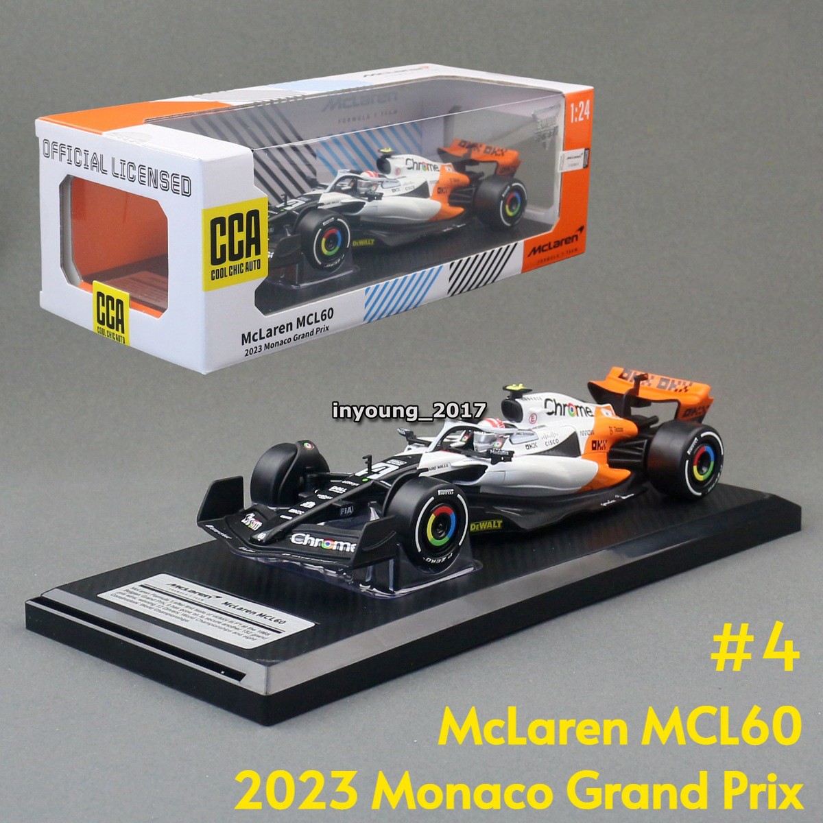 2023年塗装限定版　1:24 MCLAREN F1 MONACO GP CCA 1:24 F1 McLaren MCL60 Model Car Diecast 2023 Formula 1 Monaco GP