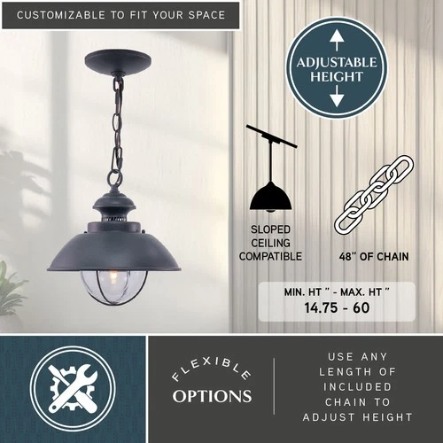 Vaxcel Lighting OD21506 Harwich 1 Light Outdoor Pendant - Grey - Picture 10 of 12