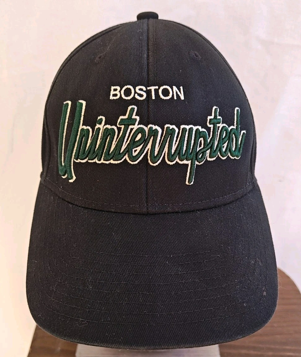 Mitchell & Ness Boston Celtics Snapback Hat - Black/Green Script With Satin Bottom, Officially Licensed