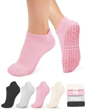 YeuG 4/6 Pairs Pilates Socks for Women - Non Slip Grip Socks for Yoga, Barre, Ho