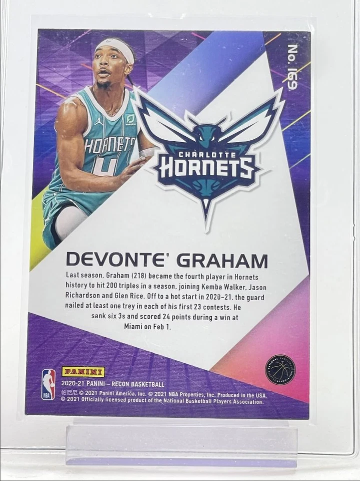 DEVONTE GRAHAM 2020-21 RECON BASKETBALL ORANGE HOLO FOTL HORNETS /25 Q1318 - Image 2 of 2