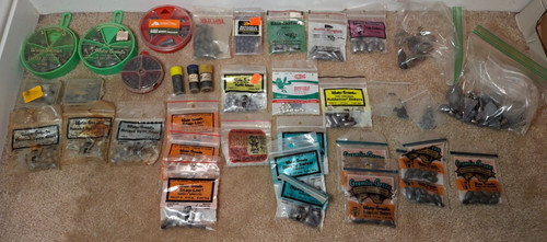 MIXED LOT OF FISHING WEIGHTS, SPLIT SHOT, SNAP-LOC, EGG, BULLET, RUBBERCOR SINK