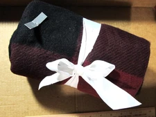 Buffalo Plaid Fleece Throw Blanket Burgundy Essential Home 100% Poly 50x60 NW