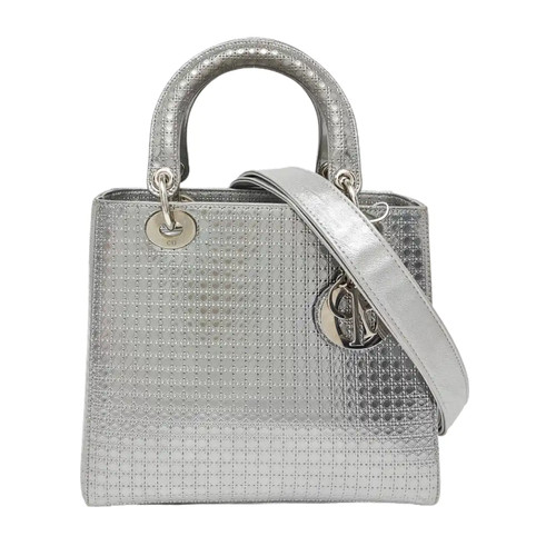 DIOR Lady Dior Handbags Leather Silver Free Shipping | Duties Paid