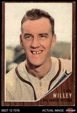 1962 Topps #174 Carl Willey  No Cap - Normal Tint Braves VARIATION 1.5 - FAIR